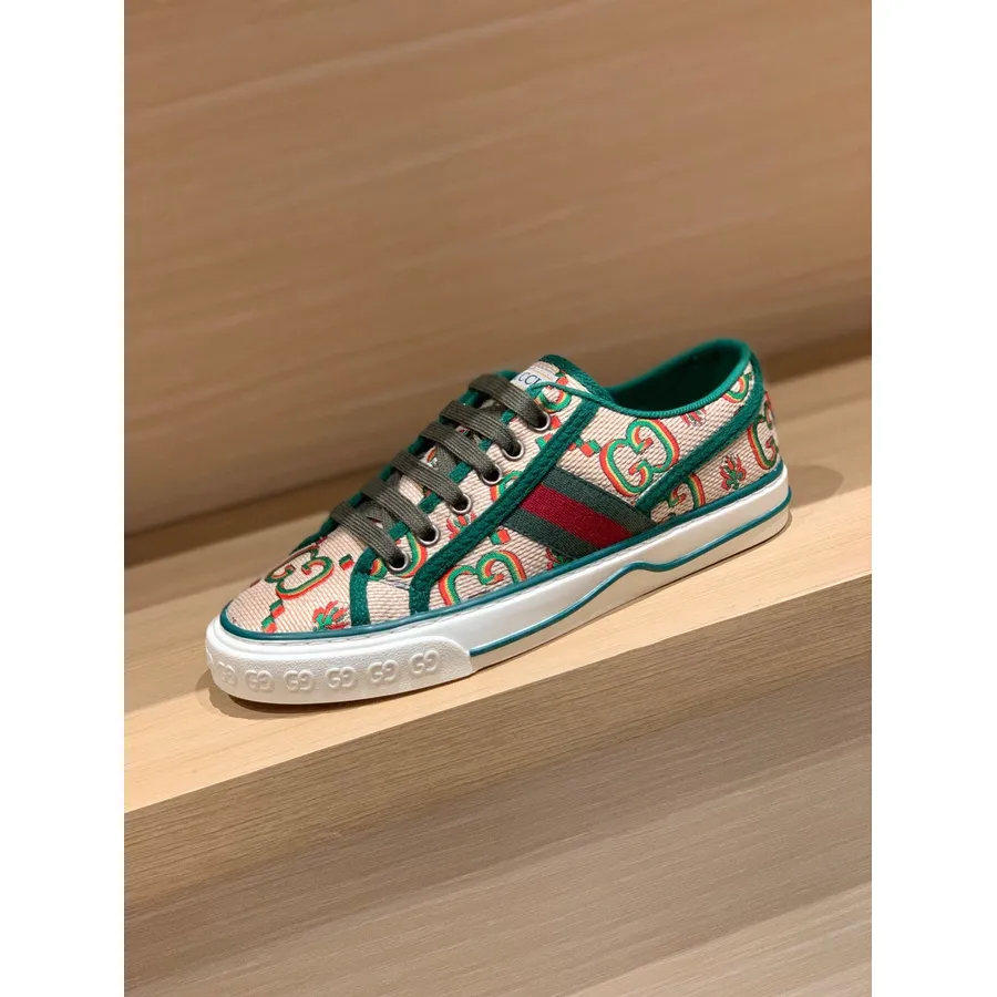 Adidași Tenis De Damă Gucci 1977 606110 Piele De Vițel Colecția Primăvară/vară 2022, Maro