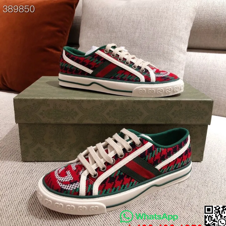 Gucci Tennis 1977 Låga Sneakers Kalvskinn Höst/vinter 2021 Kollektion, Röd/grön