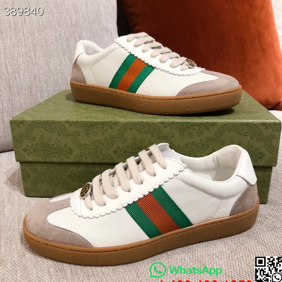 Gucci G74 Sneaker Calfskin Leather Fall/Winter 2021 Collection, White/Gray