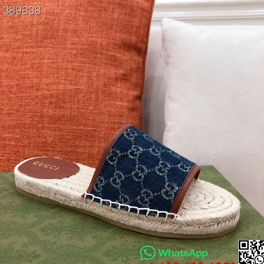 Gucci Espadrille Open Toe Mules καμβάς/δέρμα μοσχαριού συλλογή άνοιξη/καλοκαίρι 2021, τζιν μπλε