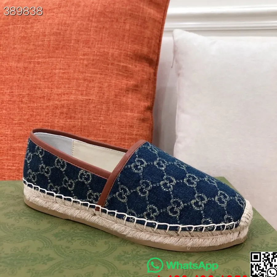 Gucci Espadrille Loafer Canvas/kalveskinn Vår/sommer 2021 Kolleksjon, Denimblå