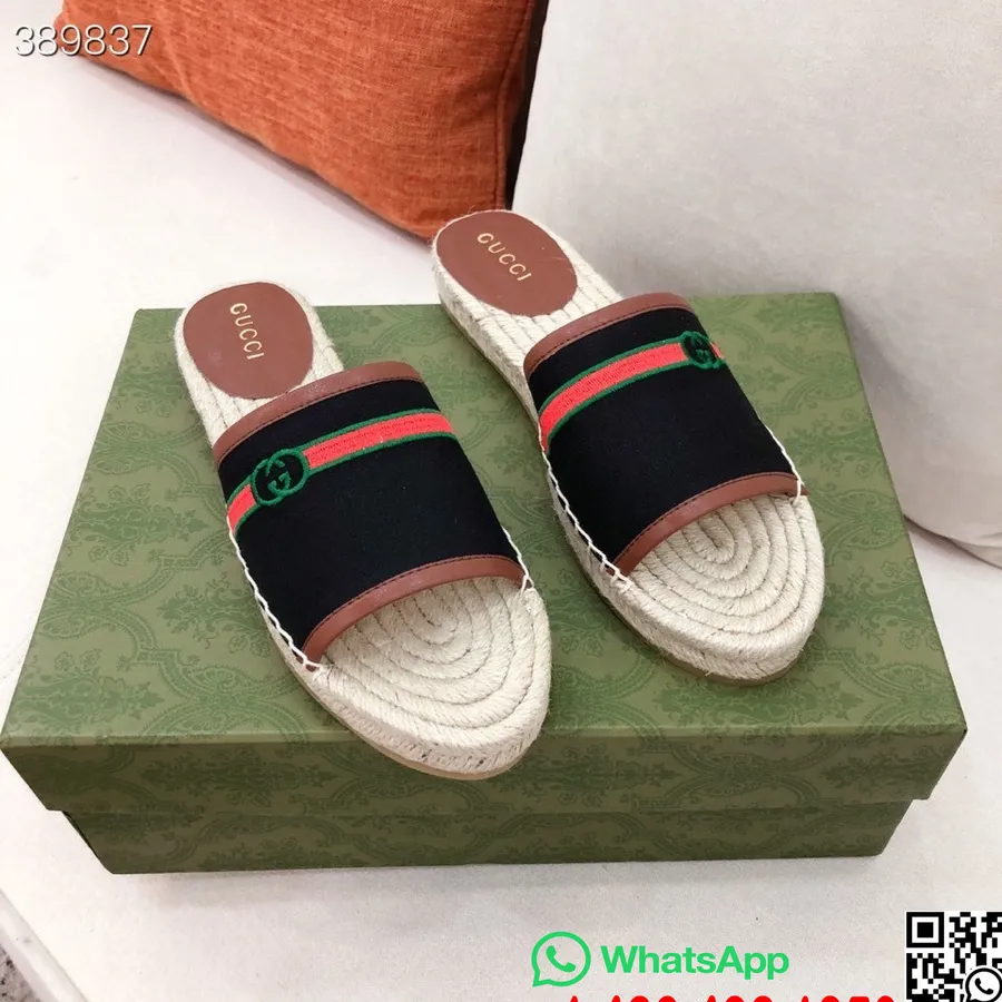 Gucci Espadrille Muiltjes Met Open Neus Canvas/kalfsleer Collectie Lente/zomer 2021, Zwart