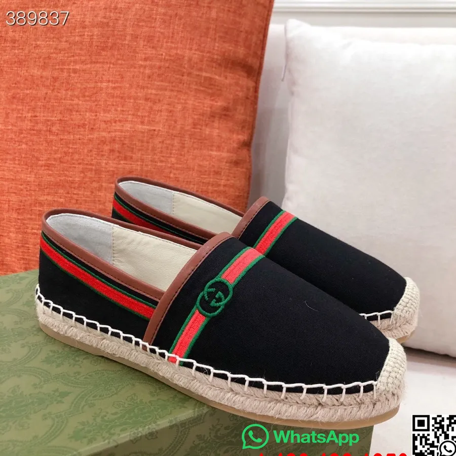 Gucci Espadrille Loafer Canvas/vasikanahka Kevät/kesä 2021 Kokoelma, Musta