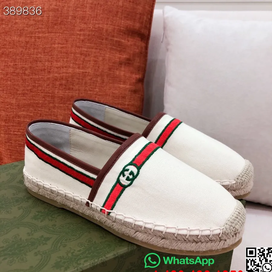 Gucci Espadrille Loafer Canvas/kalveskinn Vår/sommer 2021 Kolleksjon, Hvit