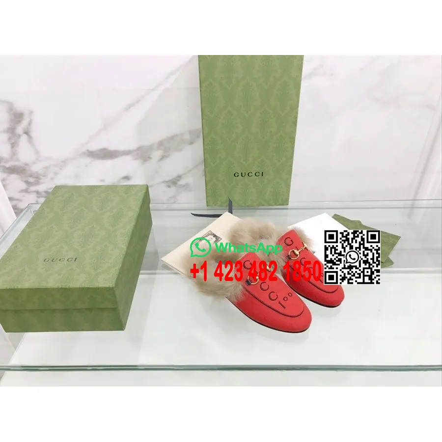 Gucci 100 παντόφλες Princetown 678192 δέρμα μοσχαριού συλλογή φθινόπωρο/χειμώνας 2021, κόκκινο