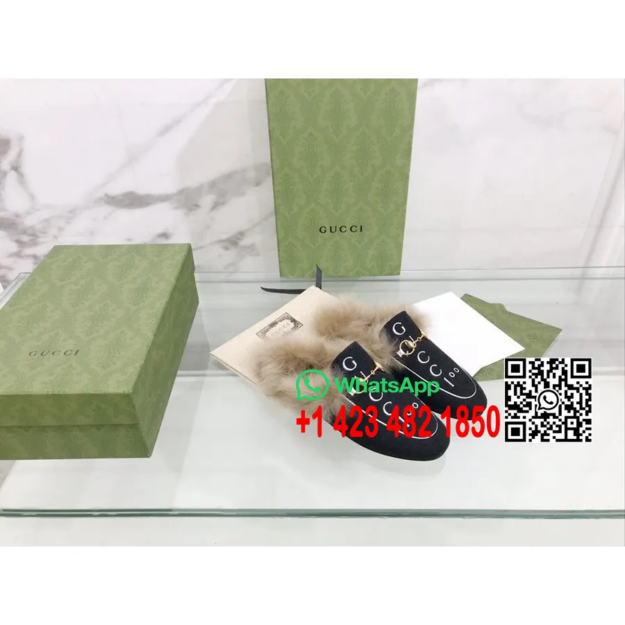 Gucci 100 Princetown Papucs 678192 Borjúbőr őszi/téli 2021 Kollekció, Fekete/fehér