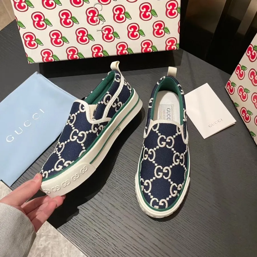 Gucci 1977 Slide On Sneakers Spring/Summer 2021 Collection, Navy Blue