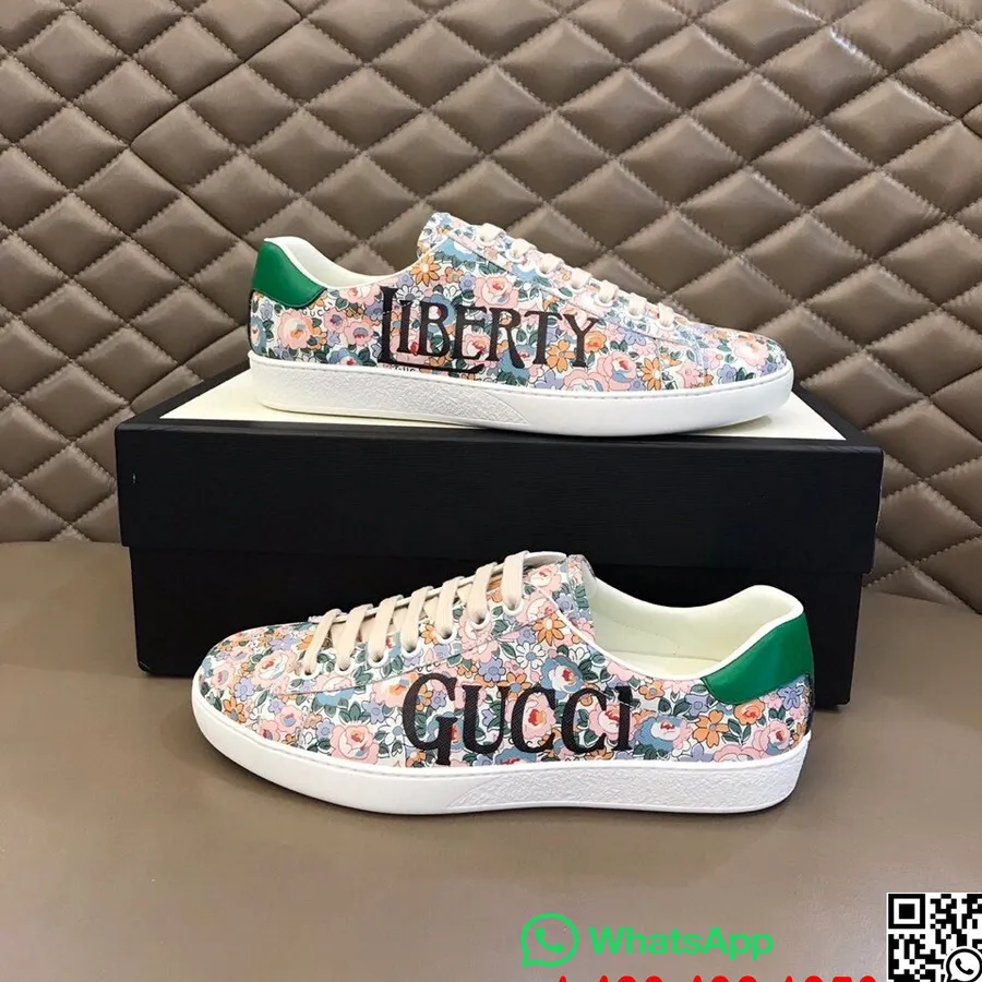 Gucci Ace Low-top Herrsneakers Höst/vinter 2020 Kollektion, Vit Blommig