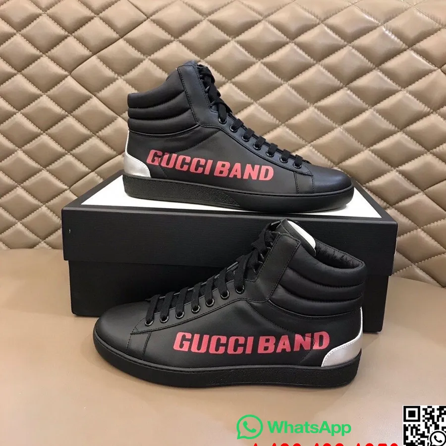 Gucci Ace Gucci Band Hi-top мъжки кецове колекция есен/зима 2020, черни