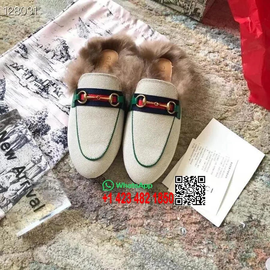 Мюли Gucci Princetown из меха телячьей кожи, коллекция осень/зима 2020, бежевый