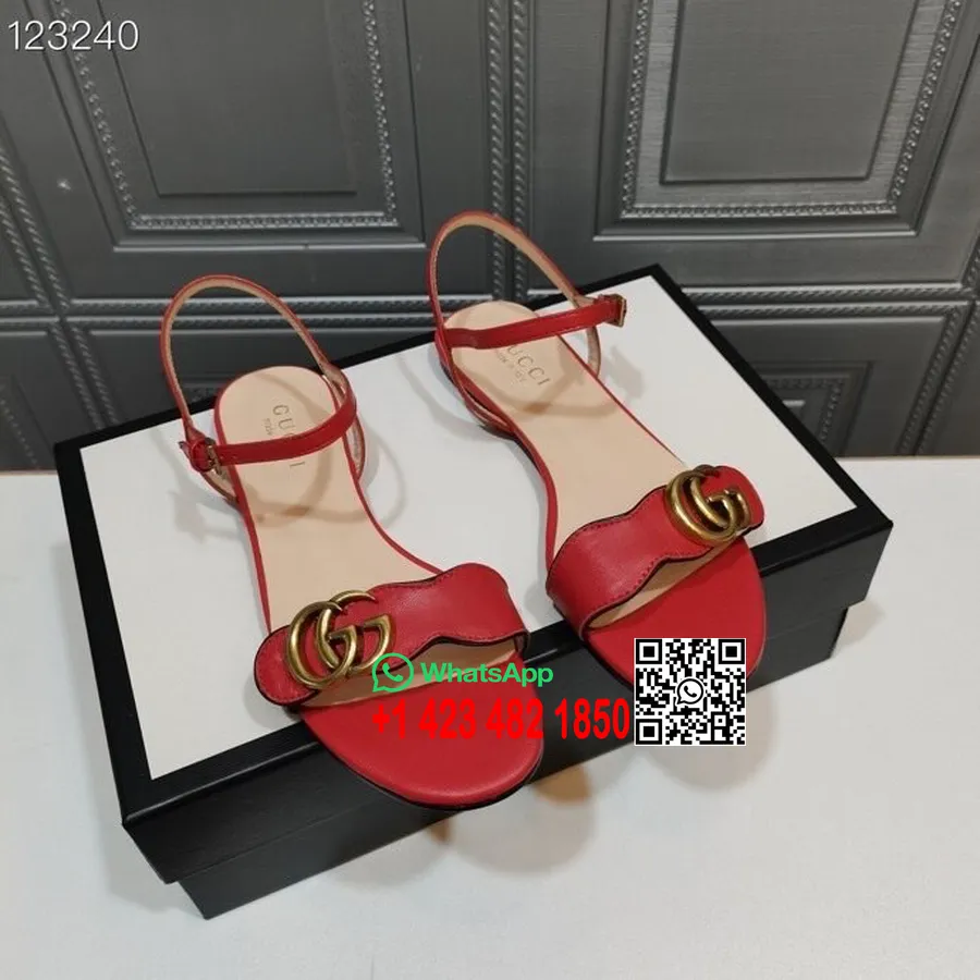 Gucci Marmont Platte Sandalen Kalfsleer Herfst/wintercollectie 2020, Rood