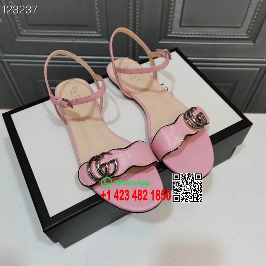 Gucci Marmont Platte Sandalen Kalfsleer Herfst/wintercollectie 2020, Roze