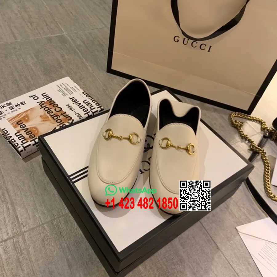 Mocasini Pliabili Gucci Brixton Piele De Vitel Colectia Primavara/vara 2020, Alb