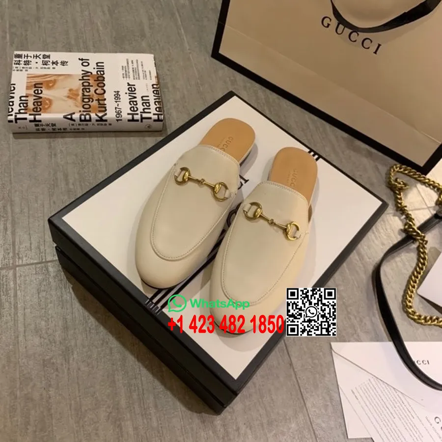 Mules Gucci Princetown Piele De Vitel Colectia Primavara/vara 2020, Alb