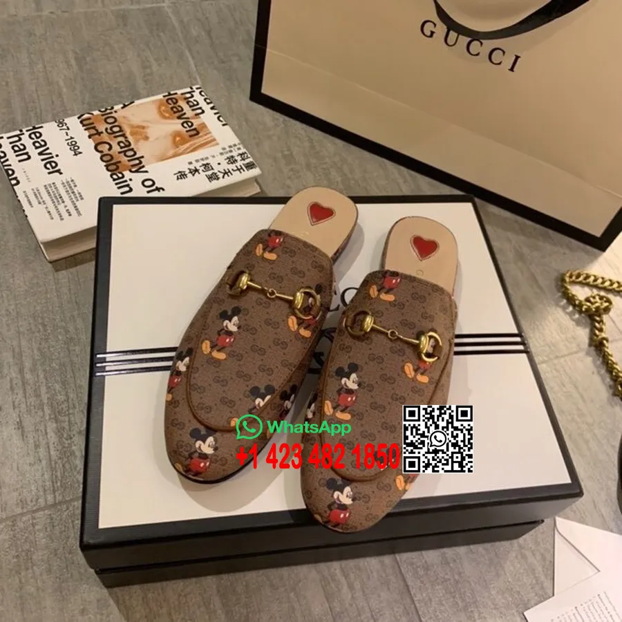 Gucci X Disney Princetown Mules Teľacia Koža Kolekcia Jar/leto 2020, Hnedá