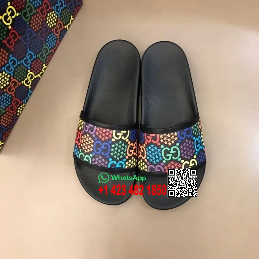 Gucci Psychedelic Butterfly Slide Sandalen Frühjahr/Sommer 2020 Kollektion, Schwarz