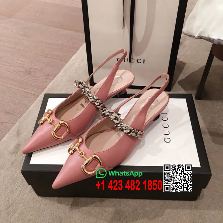 Gucci Horsebit Slingback Flats Iz Telečjega Usnja, Kolekcija Pomlad/poletje 2020, Rdečilo Roza