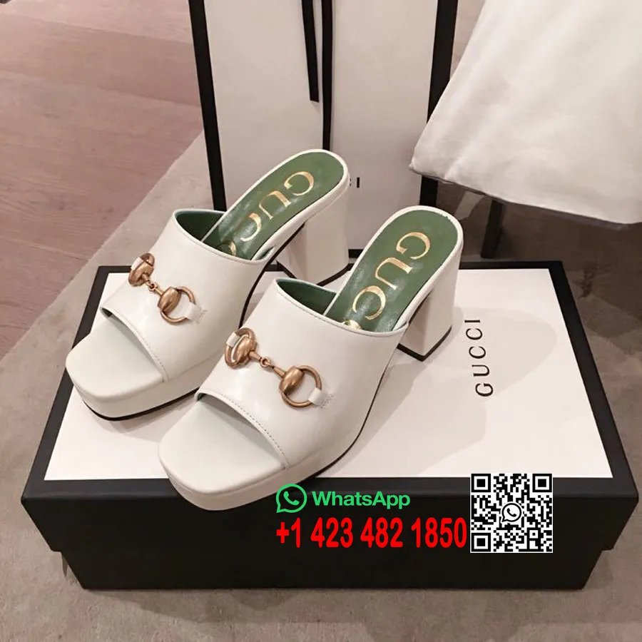 Gucci Horsebit Platform Mules Kalveskinn Vår/sommer 2020 Kolleksjon, Hvit