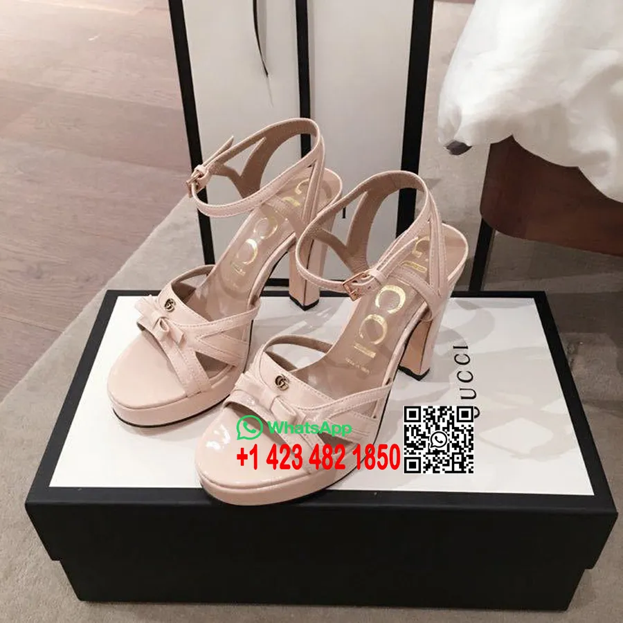 Gucci Tofarvede Pumps Med åben Tå I Patentlæder Forår/sommer 2020 Kollektion, Beige