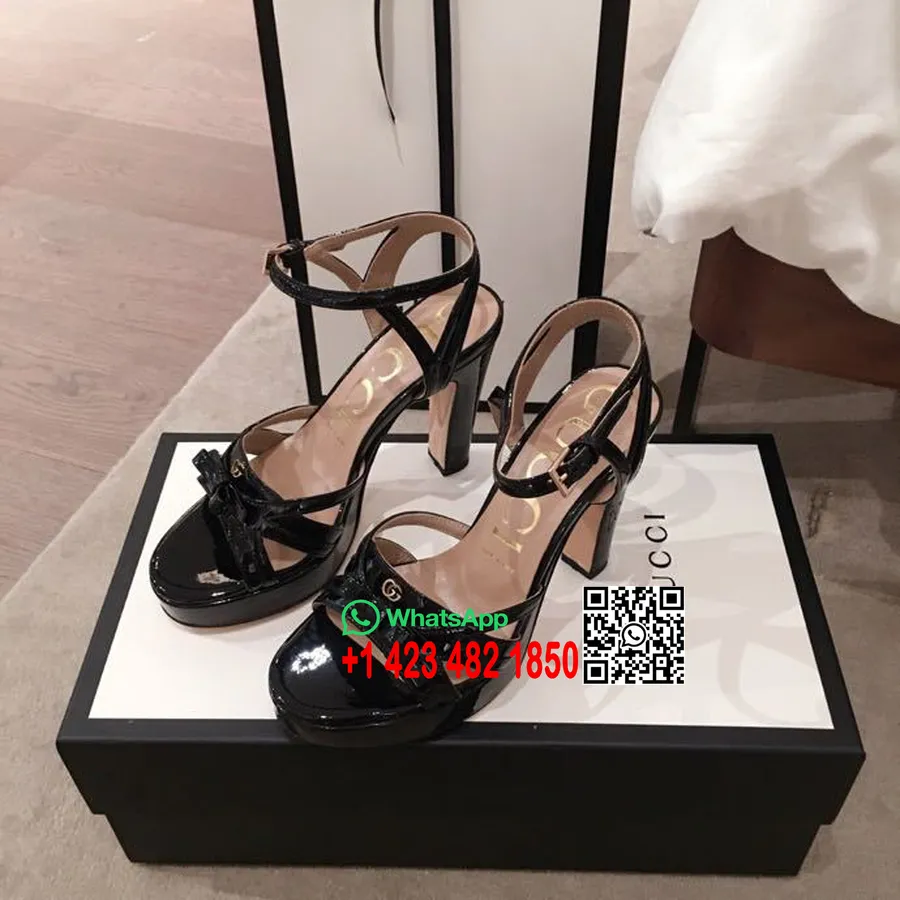 Gucci Two-Tone Open Toe Pumps Patent Leather Spring/Summer 2020 Collection, Black