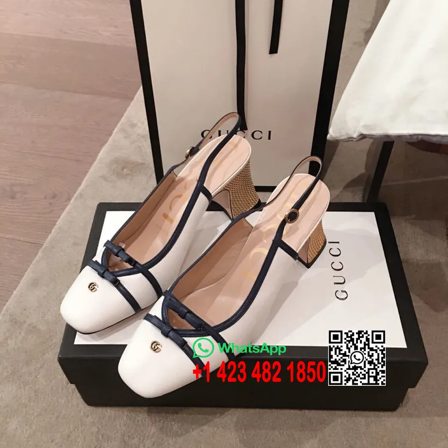 Gucci Two-Tone Bow Pumps Calfskin Leather Spring/Summer 2020 Collection, White/Black