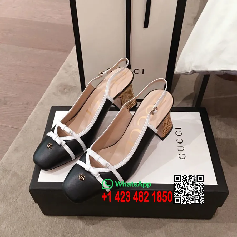 Gucci Two-Tone Bow Pumps Calfskin Leather Spring/Summer 2020 Collection, Black/White