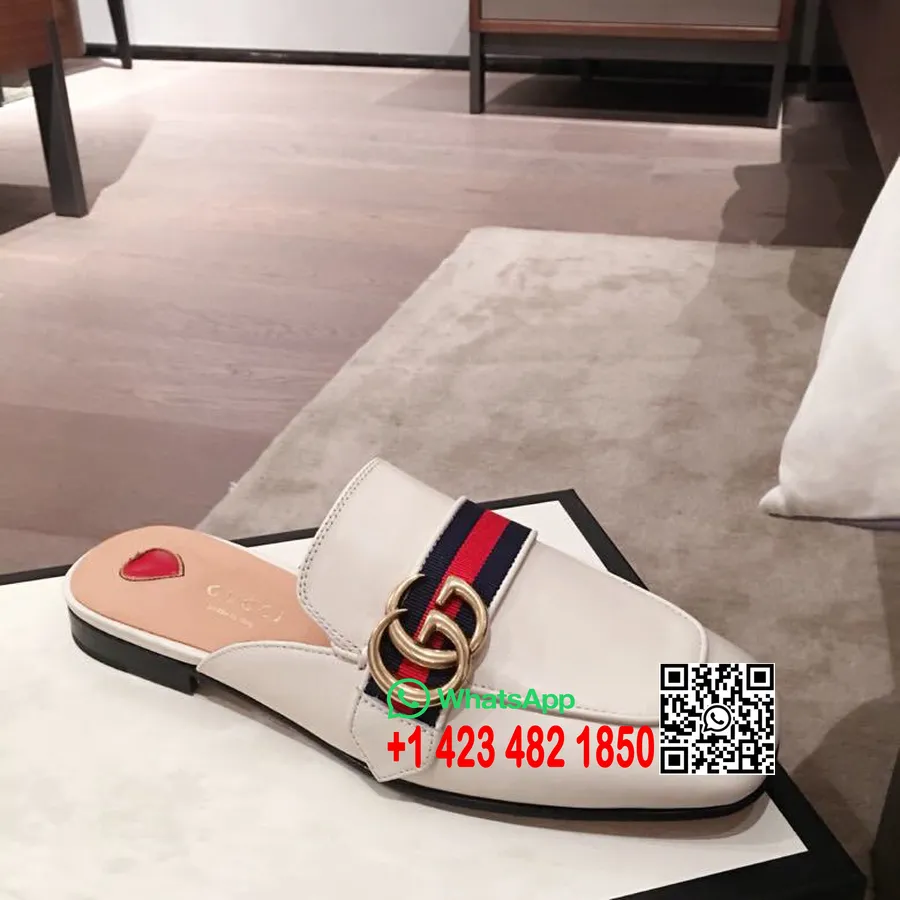 Mules Gucci Peyton En Cuir De Veau Collection Printemps/été 2020, Blanc