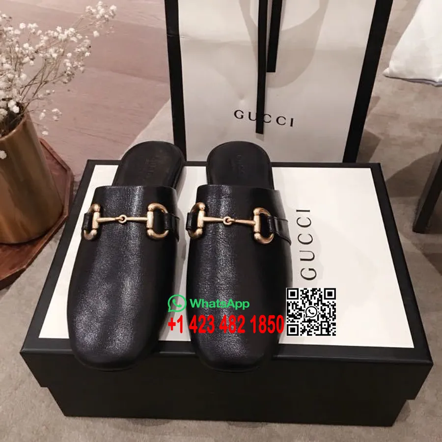 Gucci Pericle Horsebit Slippers  Calfskin Leather Spring/Summer 2020 Collection, Black