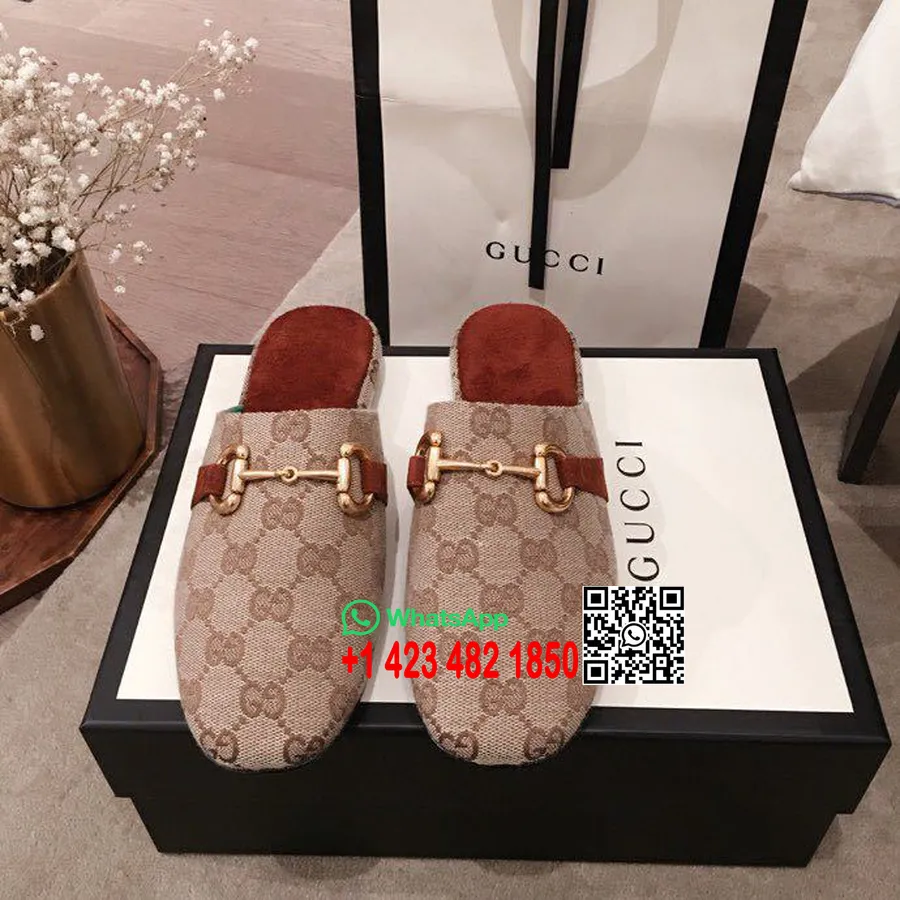 παντόφλες Gucci Pericle, δέρμα μοσχαριού, συλλογή άνοιξη/καλοκαίρι 2020, μπεζ/έβενο