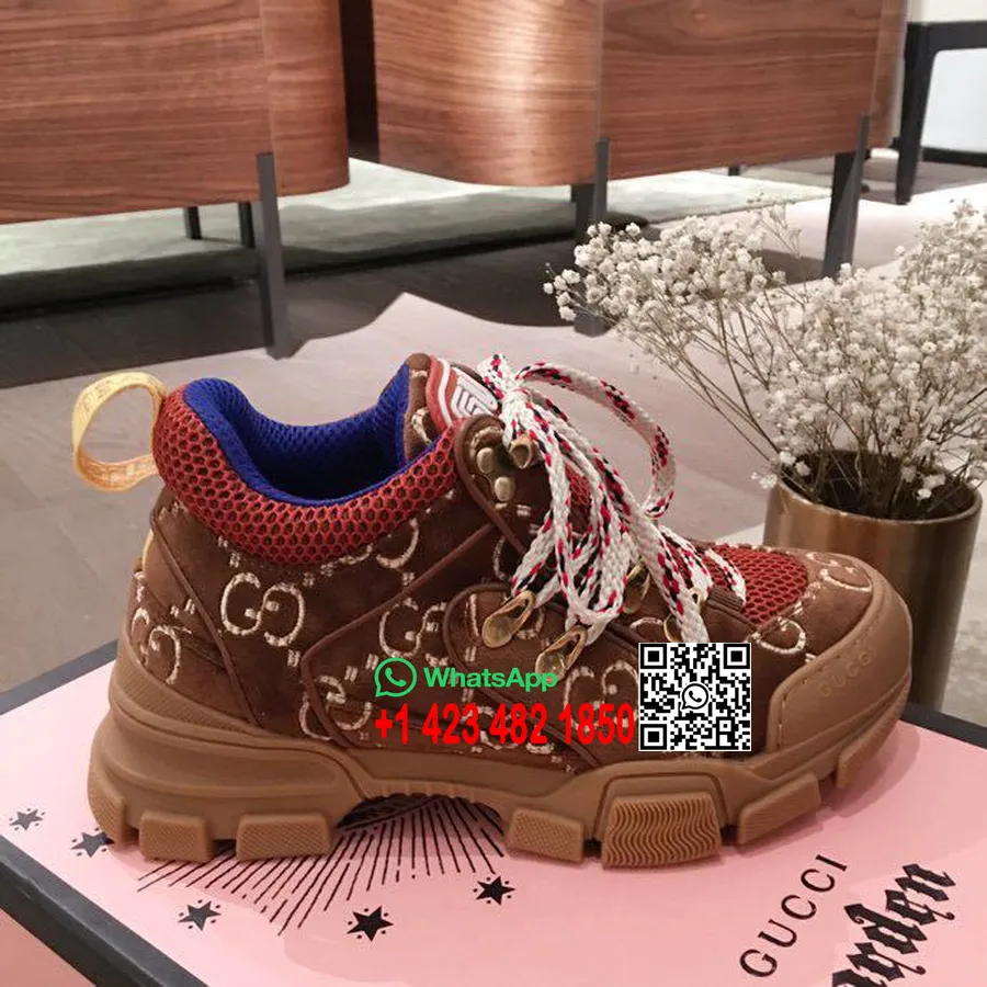 Gucci Flashtrek Gg Sneakersy Aksamitne/skóra Cielęca, Kolekcja Wiosna/lato 2020, Brązowe