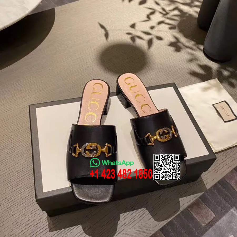 Gucci Zumi Slip Sandalet 602415 Dana Derisi İlkbahar/Yaz 2020 Koleksiyonu Siyah