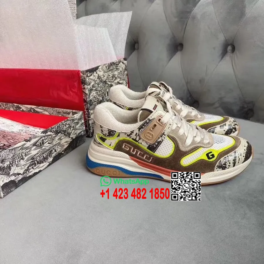 Gucci Ultrapace Sneakers 592348 Kalfsleer Lente/zomercollectie 2020, Rock Tejus/groen