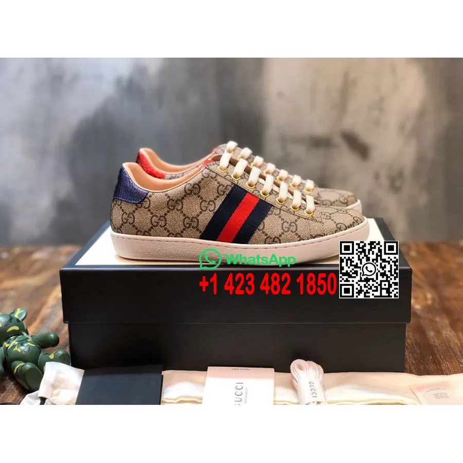 маратонки Gucci Web Ace 499410 колекция пролет/лято 2020 телешка кожа, кафяво