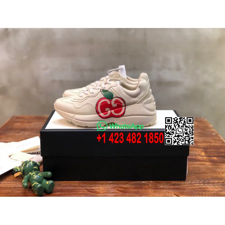 Gucci Apple Rhyton Dad Sneakers 619896 Calfskin Leather Spring/Summer 2020 Collection Off White/Red