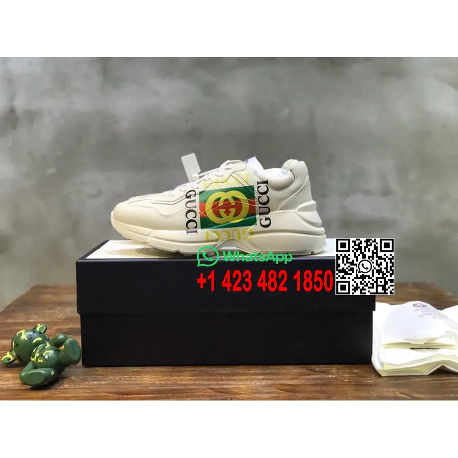 Gucci Gg Rhyton Baba Spor Ayakkabı 619896 Dana Derisi Ilkbahar/yaz 2020 Koleksiyonu, Kırık Beyaz