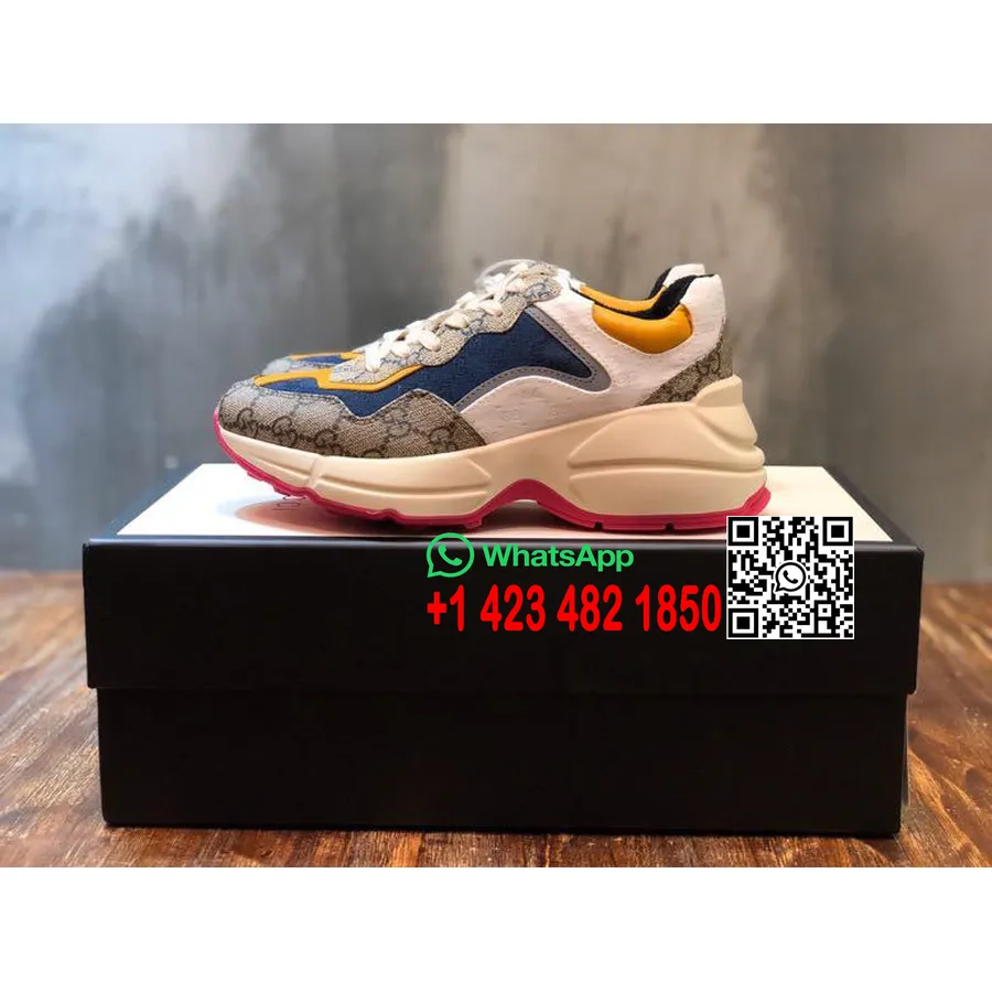 Sepatu Kets Gucci Gg Rhyton Dad 619891 Koleksi Musim Semi/musim Panas Kulit Anak Sapi 2020, Merah Muda