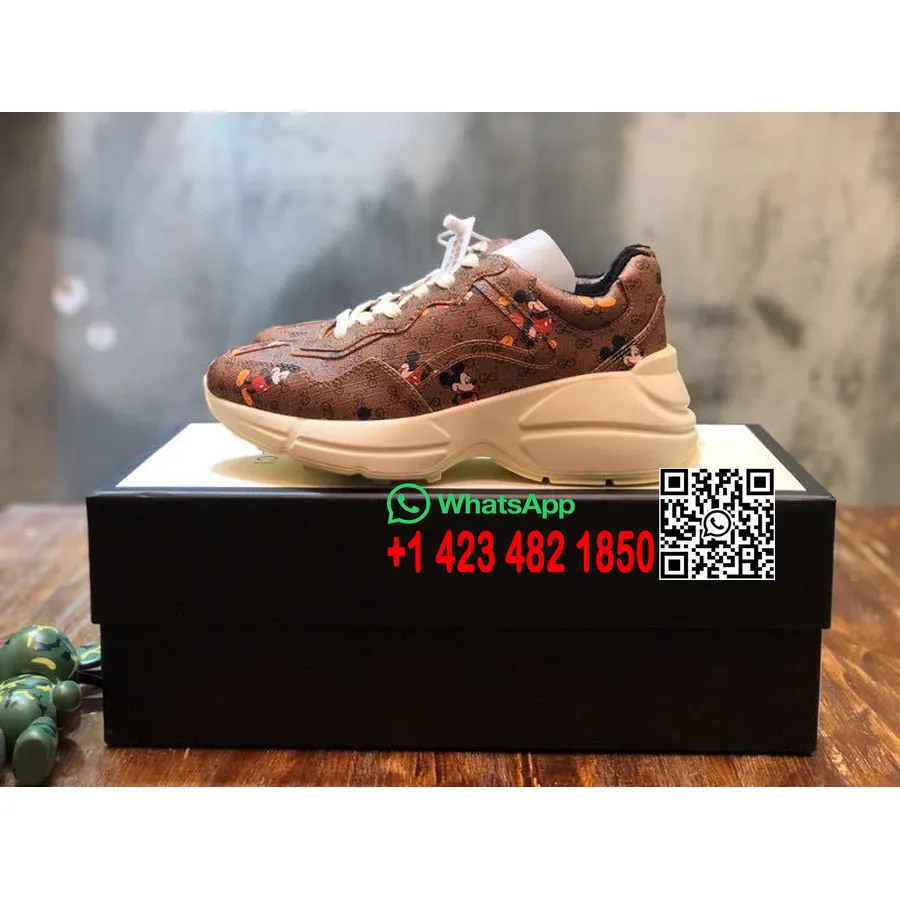 Gucci X Disney Rhyton Dad Spor Ayakkabı 602049 Dana Derisi İlkbahar/Yaz 2020 Koleksiyonu, Kahverengi