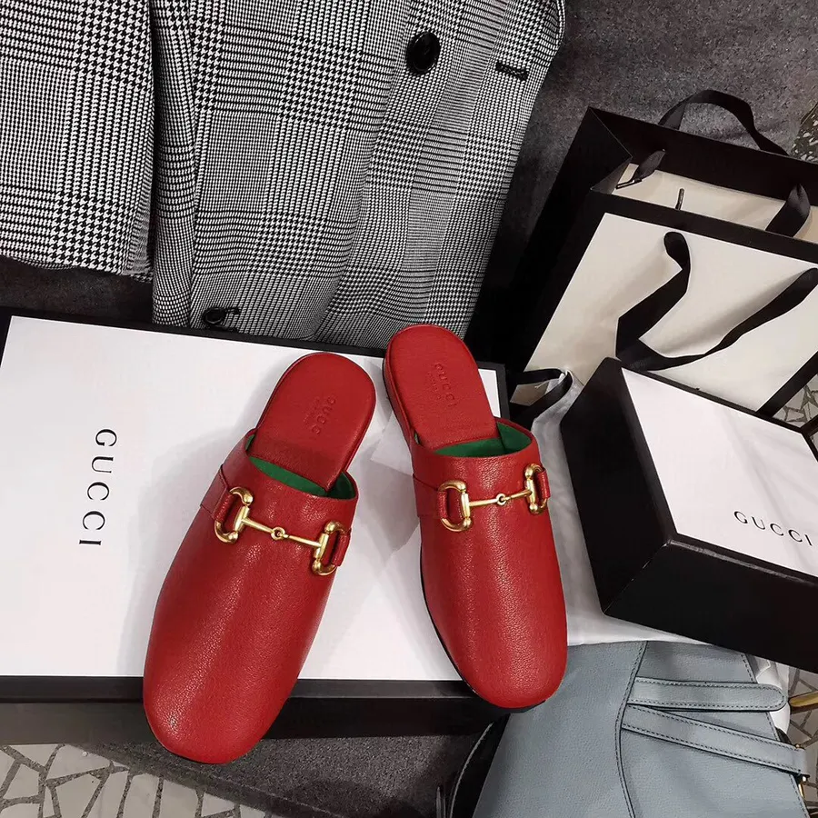 Gucci Pericle Horsebit Slippers Calfskin Leather Spring/Summer 2020 Collection, Burgundy