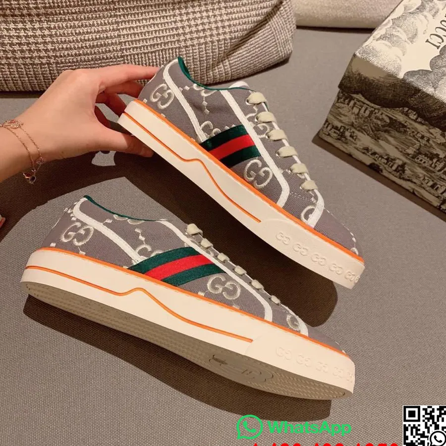 Gucci Vulcan Gg πάνινα αθλητικά παπούτσια από δέρμα μοσχαριού συλλογή άνοιξη/καλοκαίρι 2020 γκρι