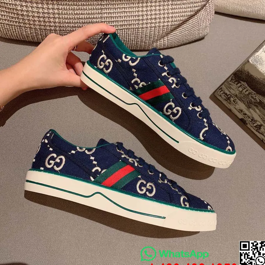 Gucci Vulcan Gg Płócienne Trampki Ze Skóry Cielęcej, Kolekcja Wiosna/lato 2020, Czarne