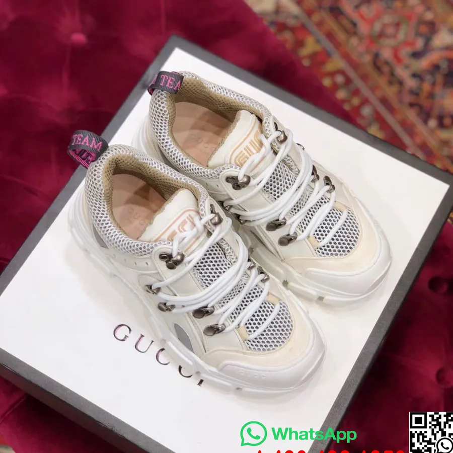 مجموعه کفش های کتانی Gucci Flashtrek Gg چرم گوساله پاییز/زمستان 2019، سفید