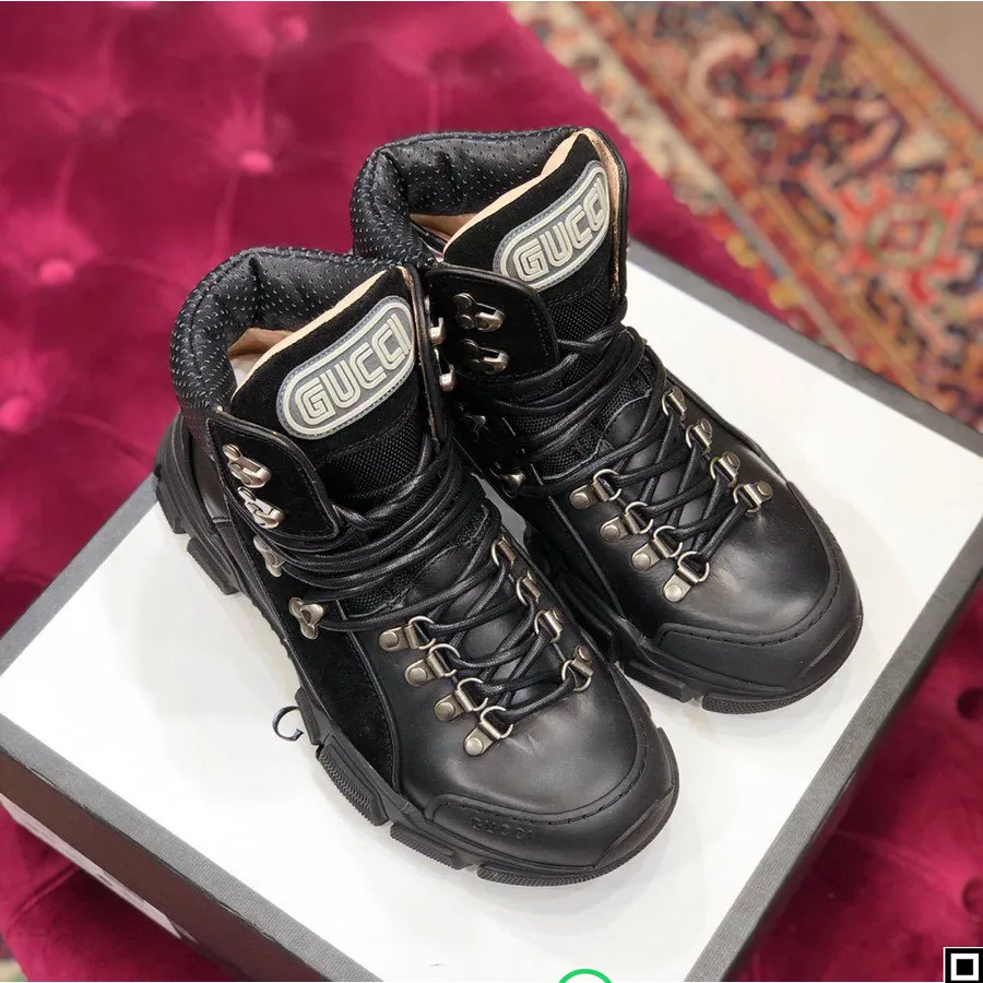 Gucci Flashtrek Gg Hightop Sneakers Kalvskinn Höst/vinter 2019 Kollektion, Svart