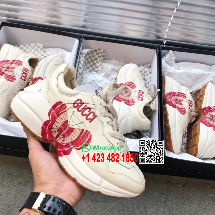 Gucci Rhyton Butterfly Unisex Dad Sneakers 524991 Kolekcija Pomlad/poletje 2019 Iz Telečjega Usnja, Bele