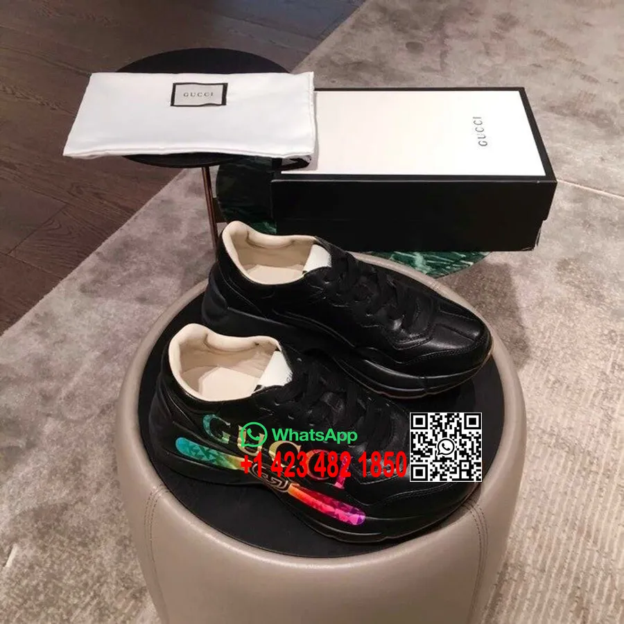 Gucci Rhyton Logo Tata Trampki 552851 Skóra Cielęca Kolekcja Wiosna/lato 2019 Czarny/multi