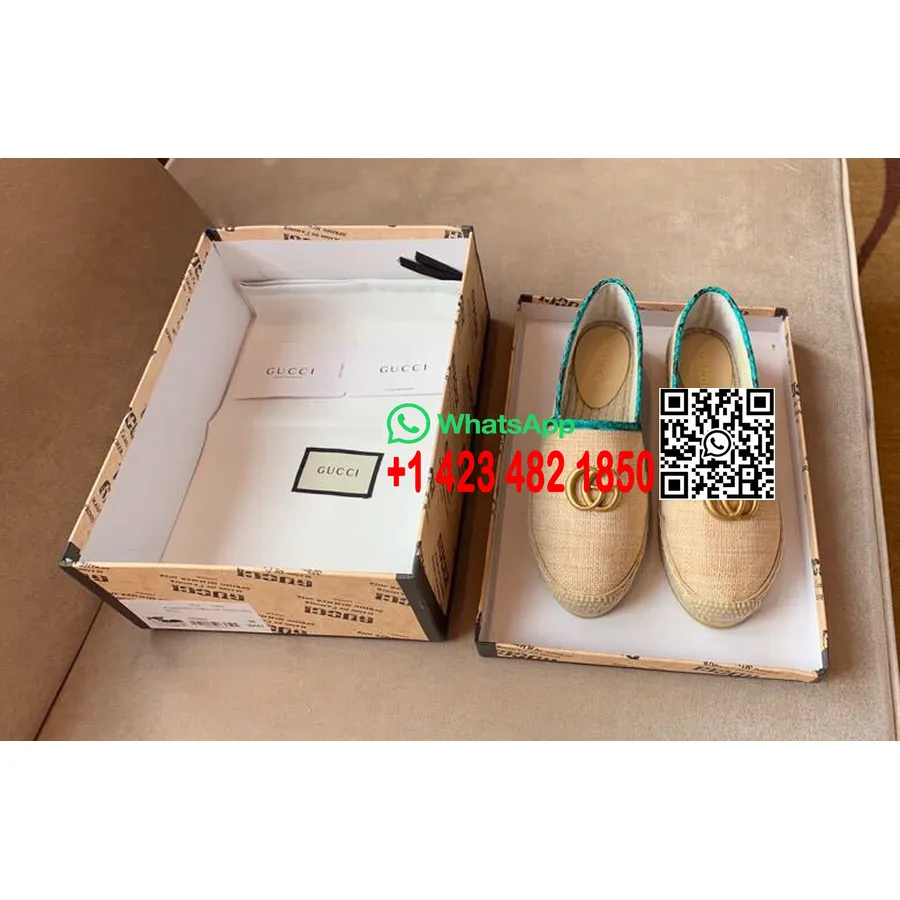 Gucci Chevron Yılan Derisi Süslemeli Rafya Espadril çift G 578547 Ilkbahar/yaz 2019 Koleksiyonu, Yeşil