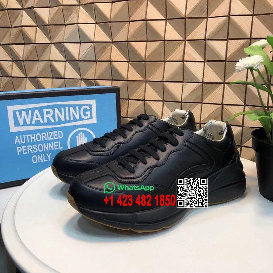 Gucci Rhyton Dad Sneakers 550046 Kalbsleder Frühjahr/Sommer 2019 Kollektion, Schwarz