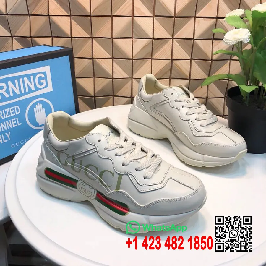 Gucci Rhyton Logo Dad Sneakers 528892 δέρμα μοσχαριού συλλογή άνοιξη/καλοκαίρι 2019, λευκό