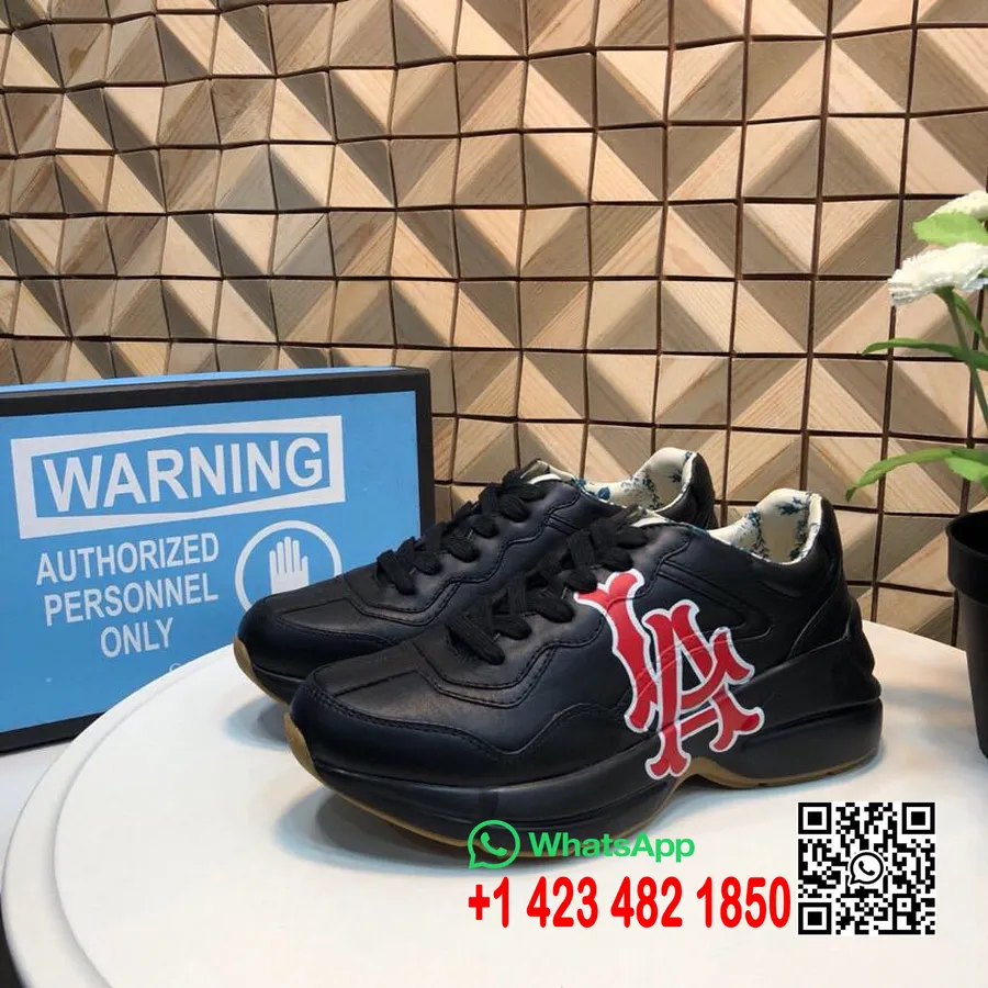 Gucci Rhyton La Print Dad Sneakers 548637 Kalbsleder Frühjahr/Sommer 2019 Kollektion, Schwarz