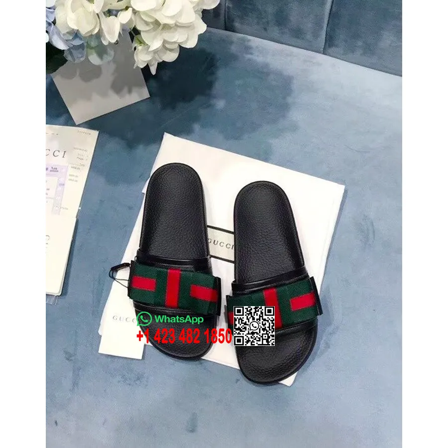 Gucci Satin Slide With Web Bow Poursuite Toile Toboggan Piscine Sandales Collection Printemps/été 2018 Noir