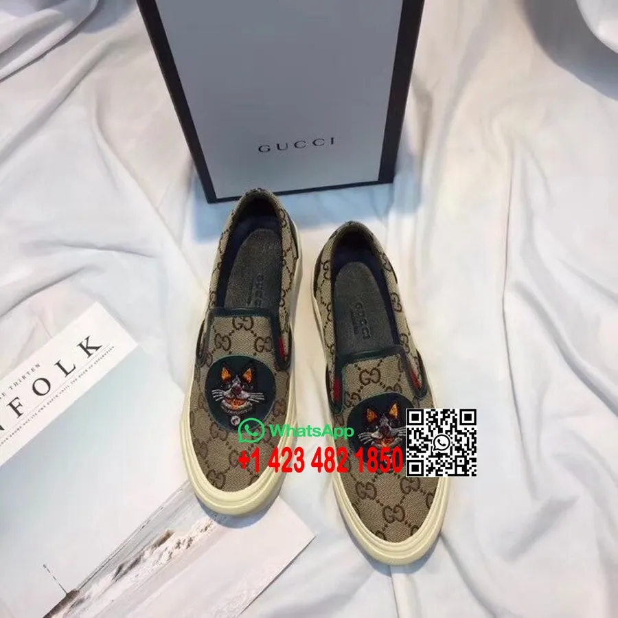 Gucci Dublin Angry Cat Gg Supreme Skate Sneakers άνοιξη/καλοκαίρι 2018 συλλογή καφέ